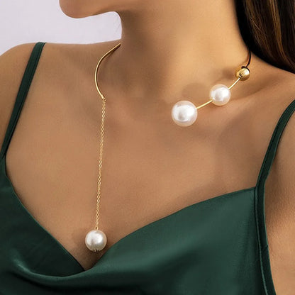 Casual Geometric Stainless Steel Artificial Pearl Plating Artificial Pearls 18K Gold Plated Unisex Choker