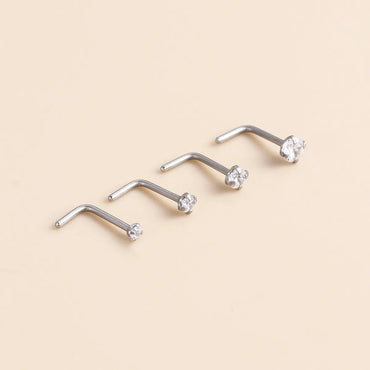 Casual Geometric Titanium Inlay Zircon Nose Studs