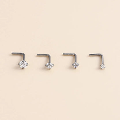 Casual Geometric Titanium Inlay Zircon Nose Studs