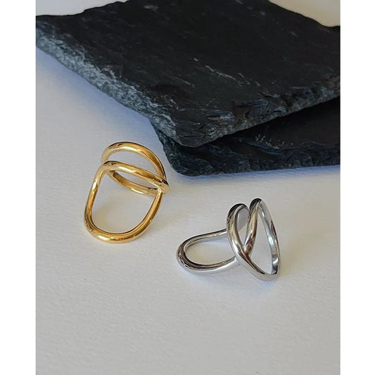 Casual Geometric Titanium Steel 18k Gold Plated Rings In Bulk