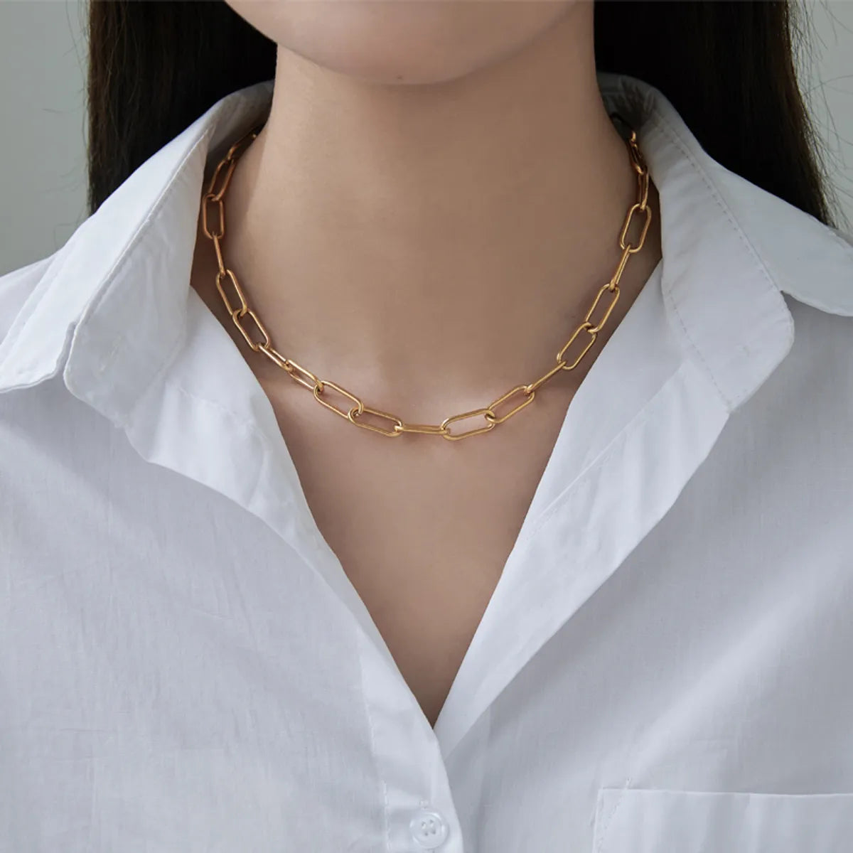 Casual Geometric Titanium Steel Plating 18k Gold Plated Choker