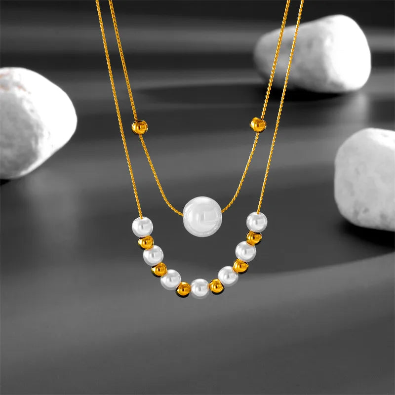 Wholesale Jewelry Casual Geometric Titanium Steel Acrylic 18K Gold Plated Plating Necklace