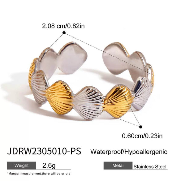 Casual Geometric Titanium Steel Ring With Gold And Silver Color Matching And Electroplating