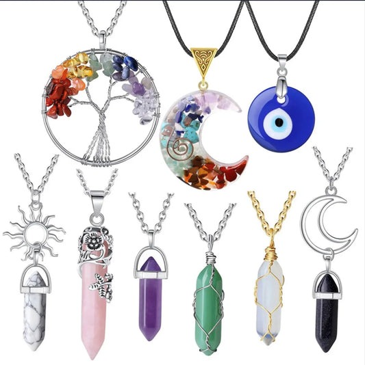 Casual Geometric Tree Eye Crystal Metal Wholesale Pendant Necklace