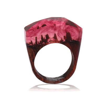 Casual Geometric Wood Resin Wholesale Rings