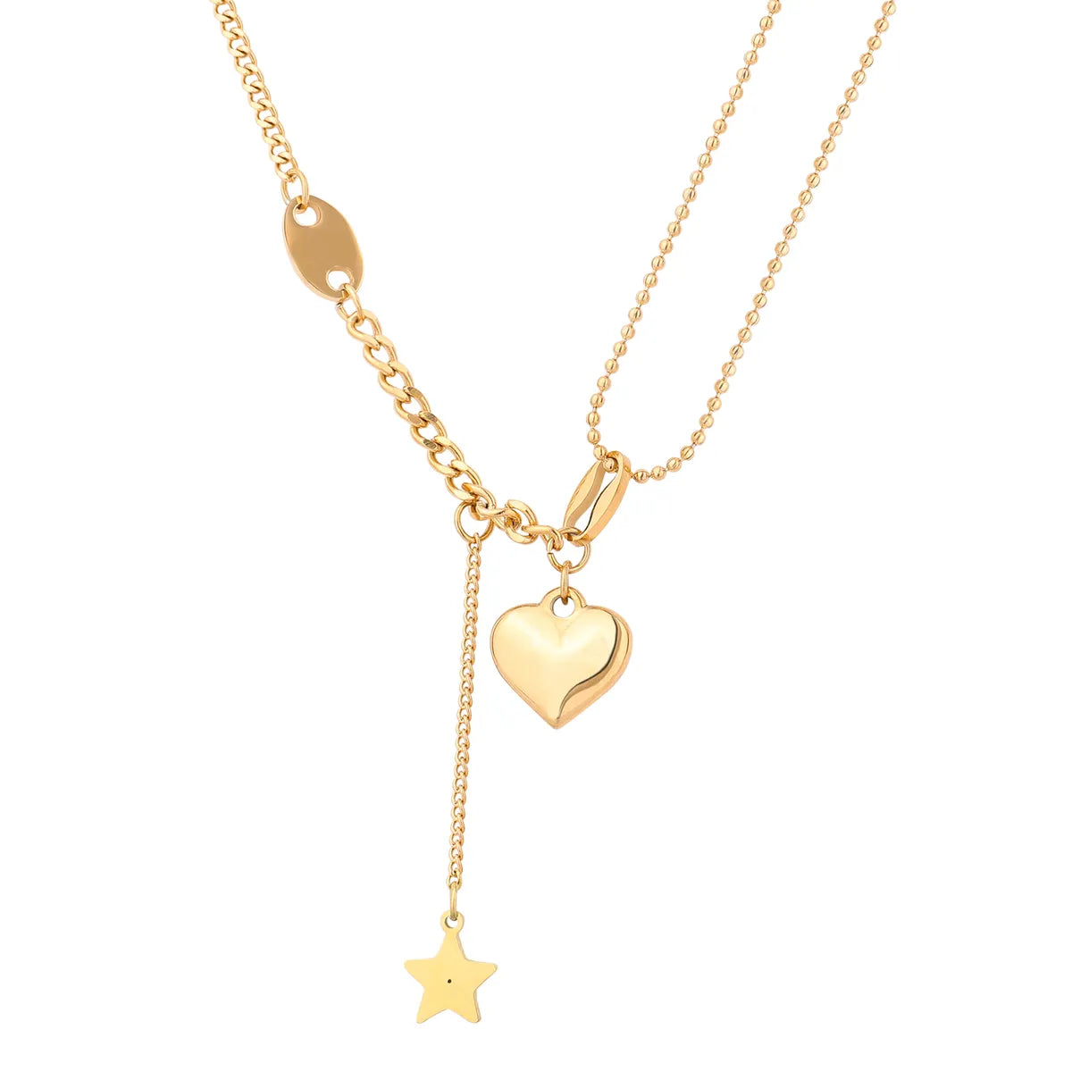 Wholesale Jewelry Casual Glam Modern Style Animal Heart Shape Stainless Steel Shell Zircon Gold Plated Plating Inlay Layered Necklaces Pendant Necklace