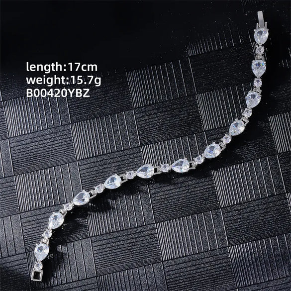 Copper Rhodium Plated Casual Glam Inlay Square Water Droplets Zircon Bracelets