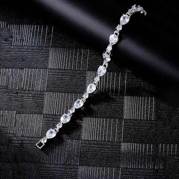 Copper Rhodium Plated Casual Glam Inlay Square Water Droplets Zircon Bracelets