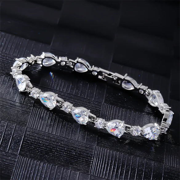 Copper Rhodium Plated Casual Glam Inlay Square Water Droplets Zircon Bracelets