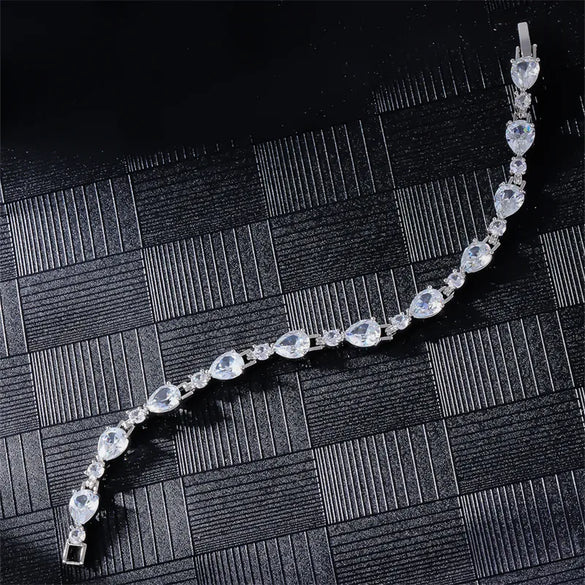 Copper Rhodium Plated Casual Glam Inlay Square Water Droplets Zircon Bracelets