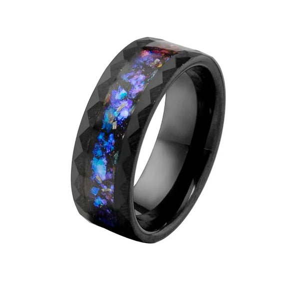 Casual Handmade Color Block Titanium Steel Black Plated Unisex Rings
