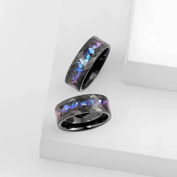 Casual Handmade Color Block Titanium Steel Black Plated Unisex Rings
