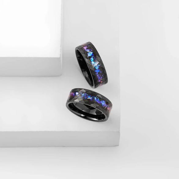 Casual Handmade Color Block Titanium Steel Black Plated Unisex Rings