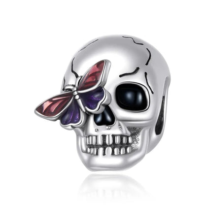 Casual Handmade Novelty Heart Shape Skull White Gold Plated Zircon Sterling Silver Wholesale Jewelry Accessories