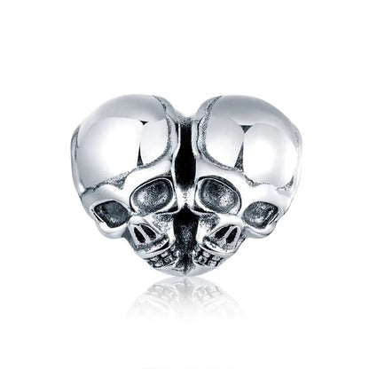 Casual Handmade Novelty Heart Shape Skull White Gold Plated Zircon Sterling Silver Wholesale Jewelry Accessories