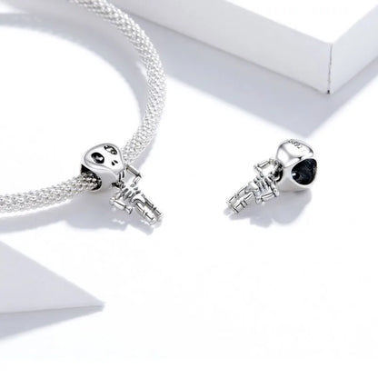 Casual Handmade Novelty Heart Shape Skull White Gold Plated Zircon Sterling Silver Wholesale Jewelry Accessories