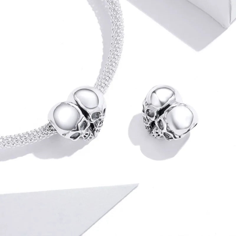 Casual Handmade Novelty Heart Shape Skull White Gold Plated Zircon Sterling Silver Wholesale Jewelry Accessories