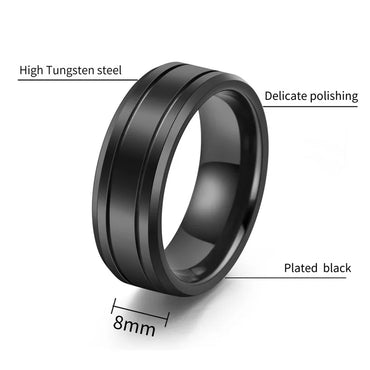 Casual Hawaiian Tropical Solid Color Tungsten Steel Polishing Carving 18K Gold Plated Men'S Rings