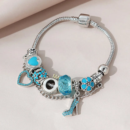 Casual Heart Shape Alloy Copper Inlay Artificial Gemstones Bracelets