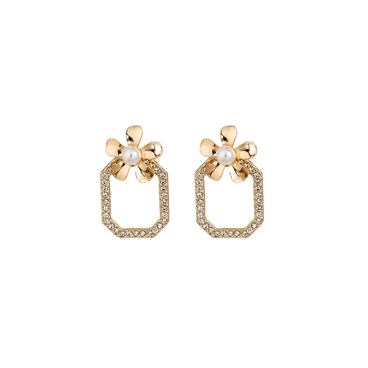 Casual Heart Shape Bow Knot Alloy Plating Inlay Rhinestones Women'S Drop Earrings Ear Studs