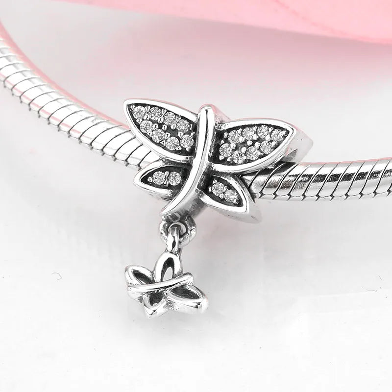 Casual Heart Shape Butterfly Sterling Silver Wholesale Jewelry Accessories