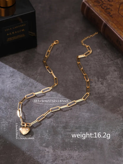 Casual Heart Shape Copper Plating Inlay Zircon Gold Plated Pendant Necklace