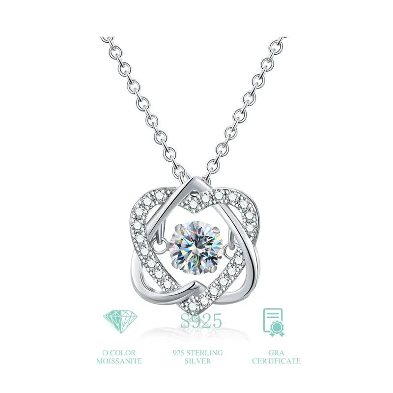 Casual Heart Shape Solid Color Sterling Silver Gra Plating Inlay Moissanite White Gold Plated Pendant Necklace