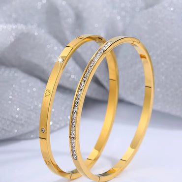 Casual Heart Shape Solid Color Titanium Steel Bangle In Bulk