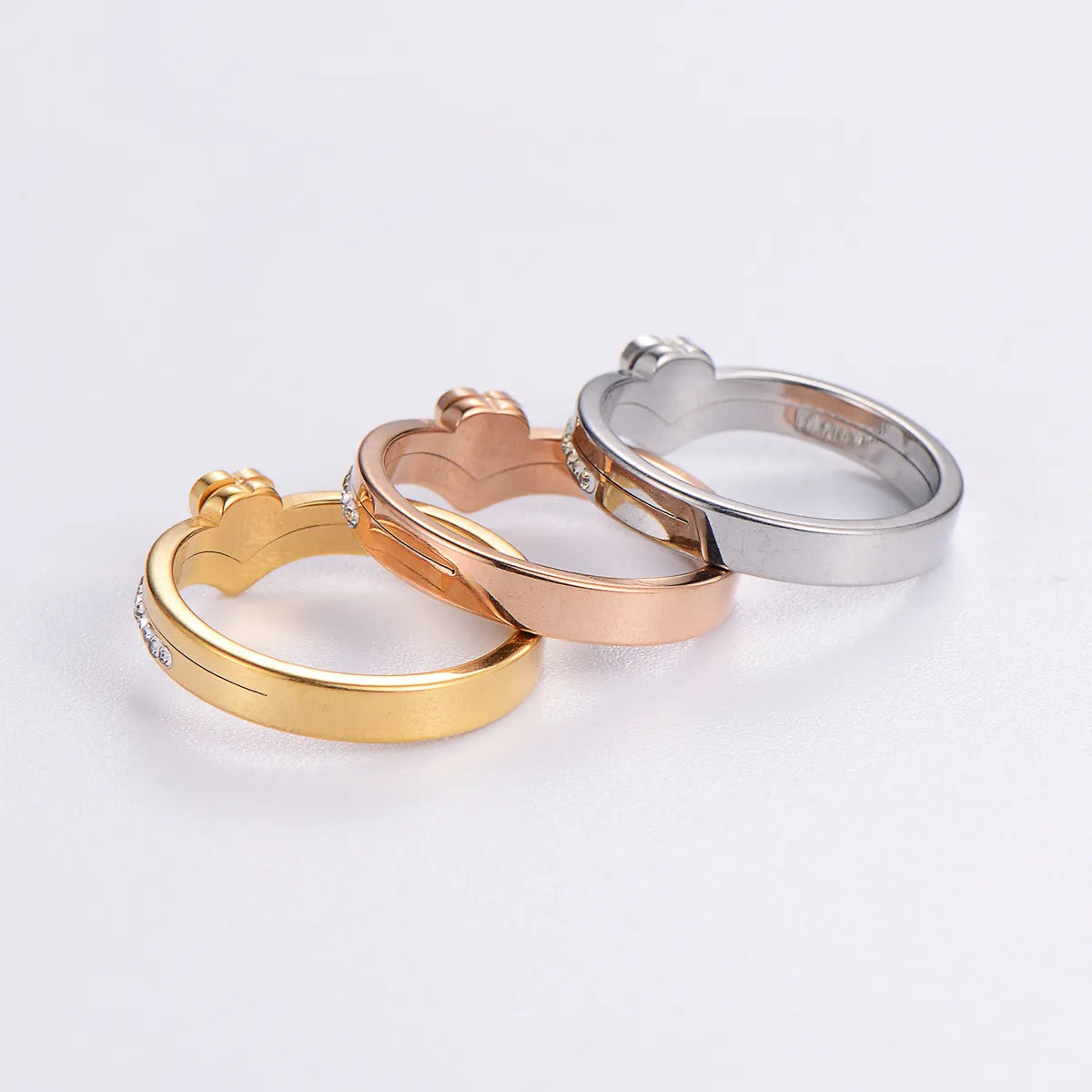 Casual Heart Shape Stainless Steel Plating 18k Gold Plated Rose Gold Plated Rings