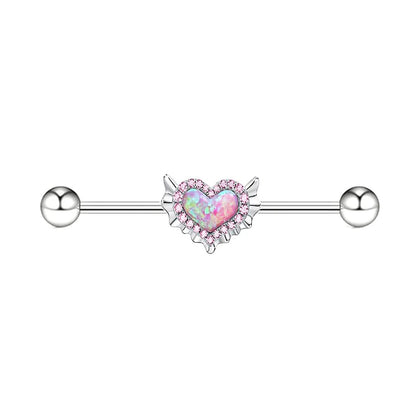 Casual Heart Shape Stainless Steel Plating Inlay Artificial Gemstones Nipple Ring Belly Ring Nose Ring