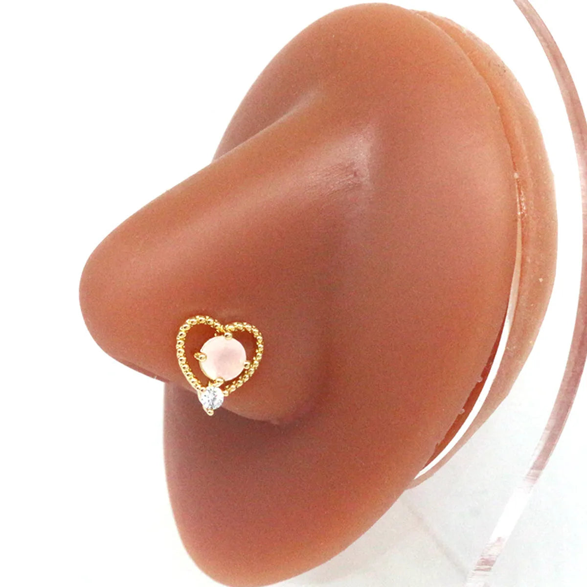 Casual Heart Shape Stainless Steel Plating Inlay Zircon Nose Ring