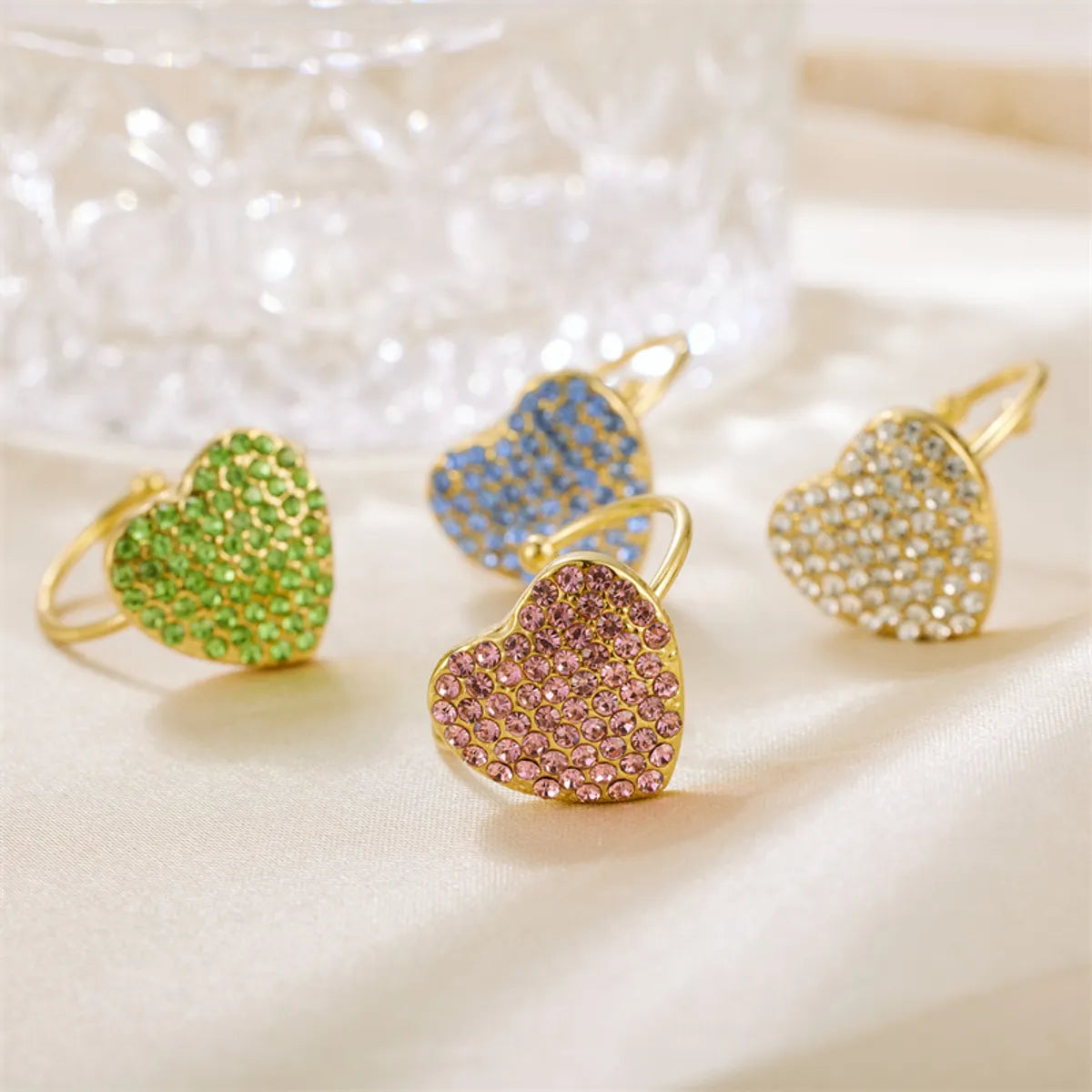 Casual Heart Shape Stainless Steel Zircon Rings