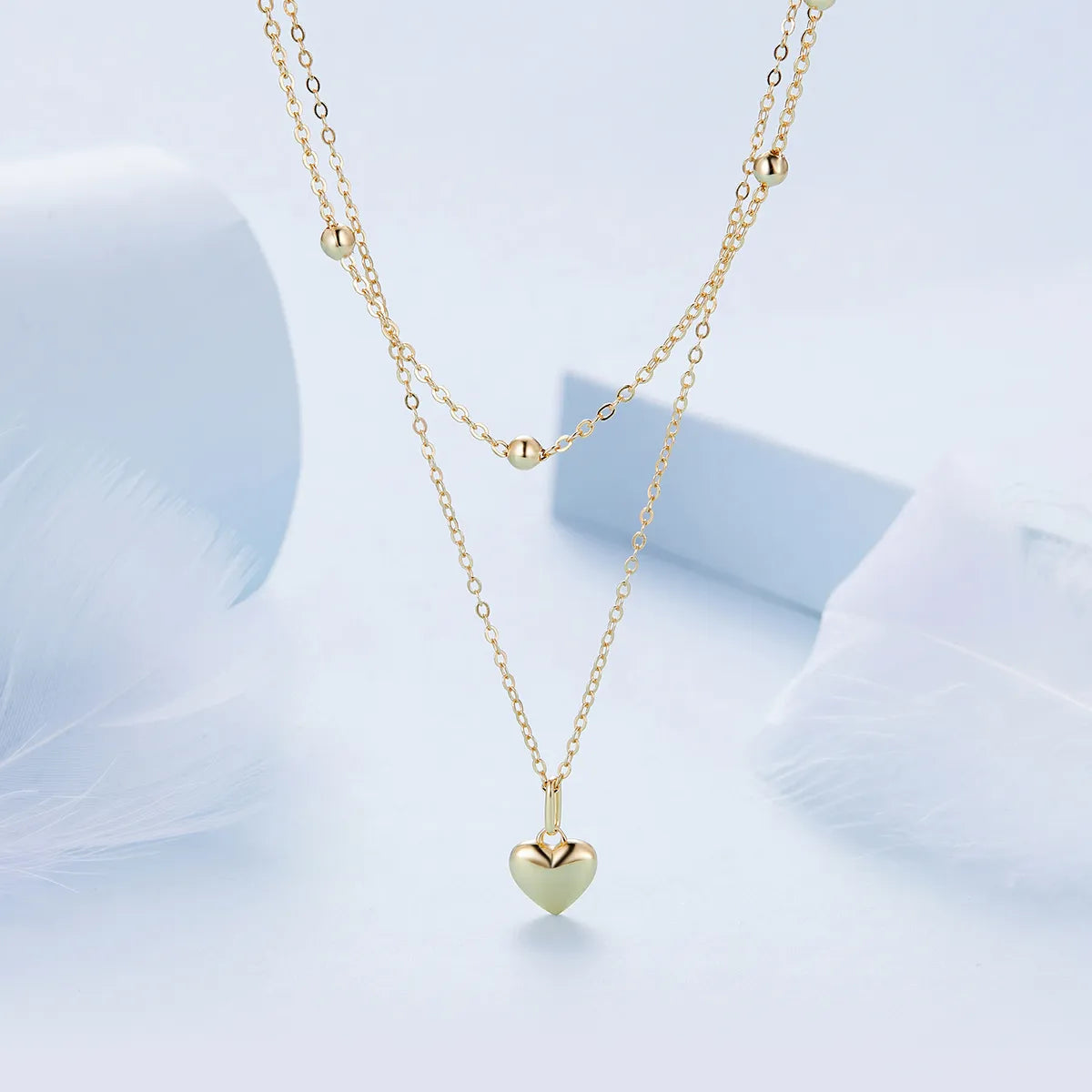 Casual Heart Shape Sterling Silver Plating Inlay Zircon White Gold Plated Layered Necklaces