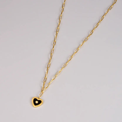 Casual Heart Shape Titanium Steel Plating 18k Gold Plated Pendant Necklace