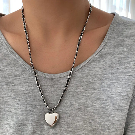 Casual Heart Shape Titanium Steel Plating Pendant Necklace