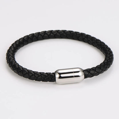 Casual Hip-Hop Commute Geometric 304 Stainless Steel Leather Rope Men'S Wristband