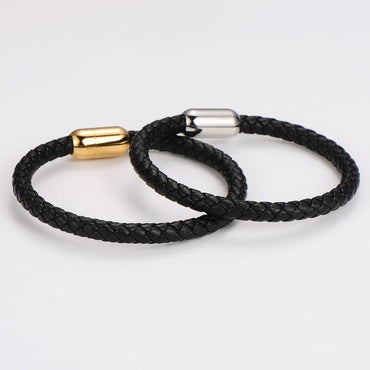 Casual Hip-Hop Commute Geometric 304 Stainless Steel Leather Rope Men'S Wristband