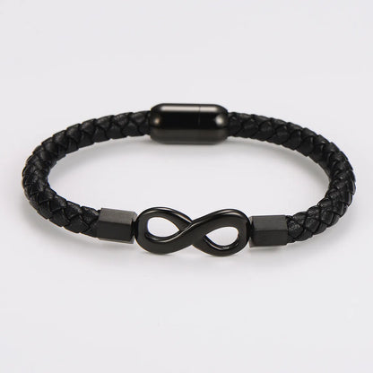 Casual Hip-Hop Commute Infinity 304 Stainless Steel Leather Rope Men'S Wristband