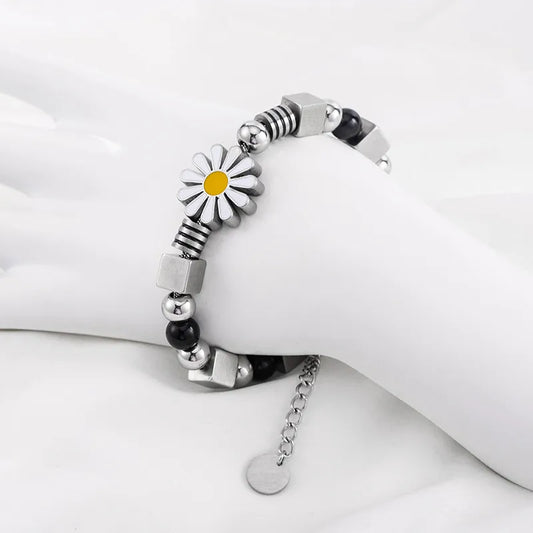 Casual Hip-Hop Cool Style Geometric Daisy 304 Stainless Steel Arylic Bracelets In Bulk