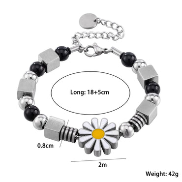 Casual Hip-Hop Cool Style Geometric Daisy 304 Stainless Steel Arylic Bracelets In Bulk