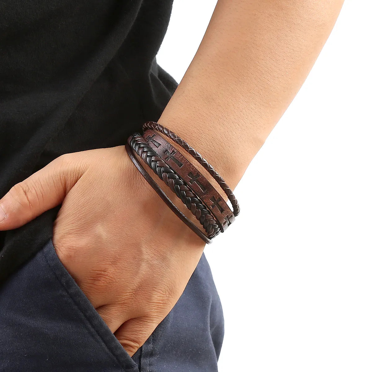 Casual Hip-hop Cross Alloy Men's Bangle