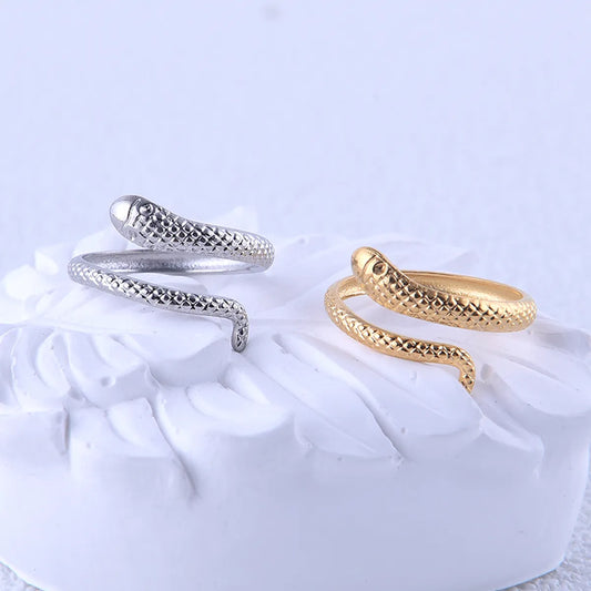 Casual Hip-hop Modern Style Snake Stainless Steel Plating 18k Gold Plated Open Rings