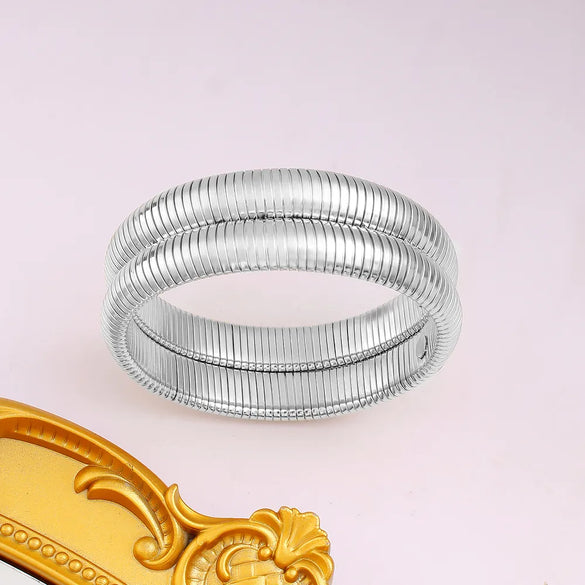 Casual Hip-Hop Oversized Circle Solid Color 304 Stainless Steel 18K Gold Plated Bangle In Bulk