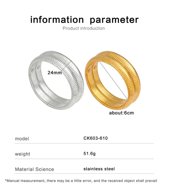 Casual Hip-Hop Oversized Circle Solid Color 304 Stainless Steel 18K Gold Plated Bangle In Bulk