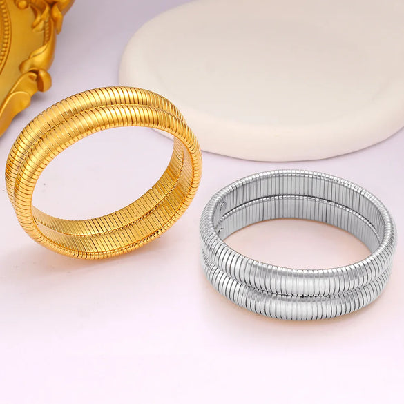 Casual Hip-Hop Oversized Circle Solid Color 304 Stainless Steel 18K Gold Plated Bangle In Bulk
