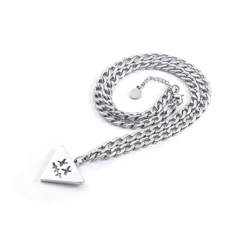 Casual Hip-Hop Punk Triangle Titanium Steel Hollow Out Men'S Pendant Necklace