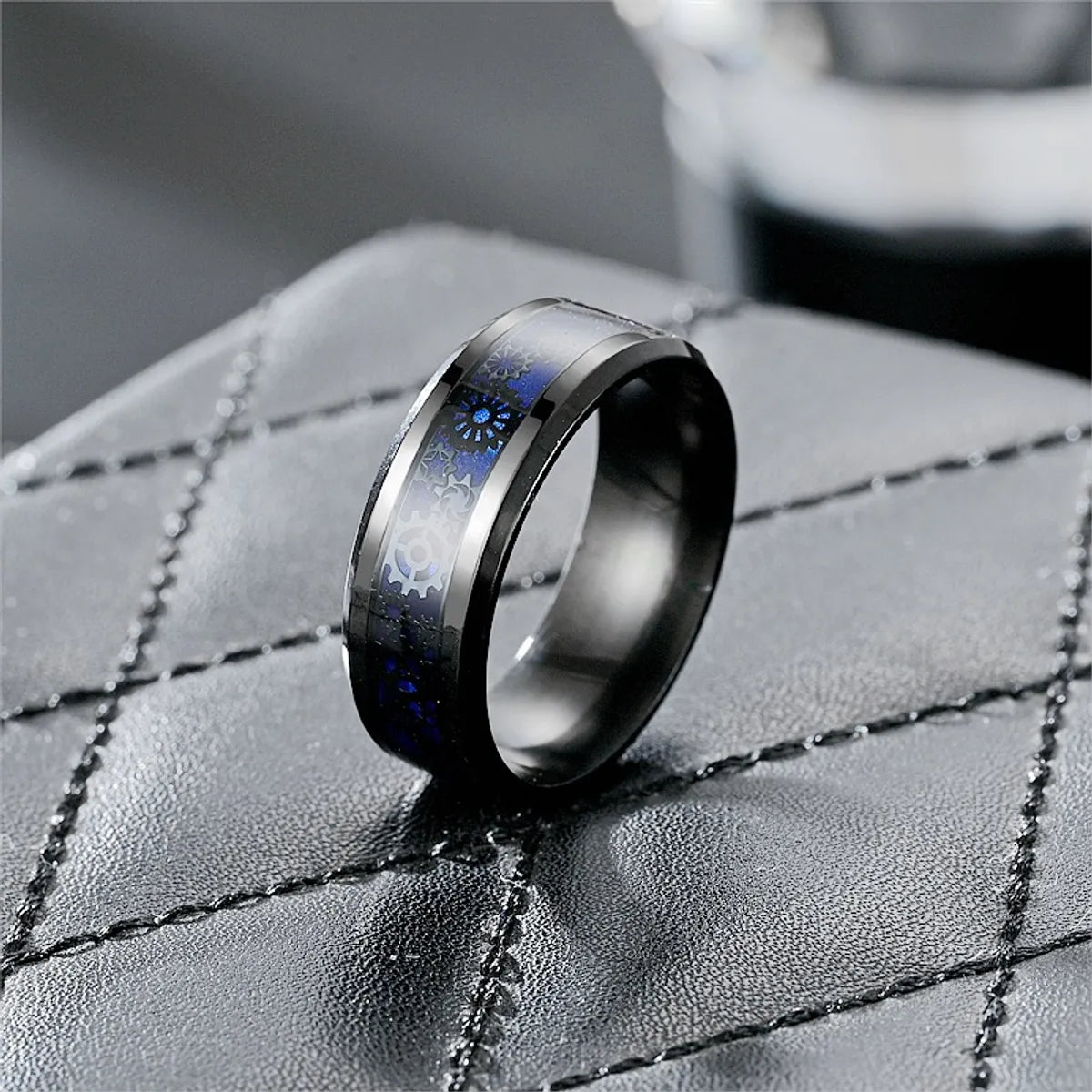 Casual Hip-Hop Retro Gear Stainless Steel Enamel Men'S Rings