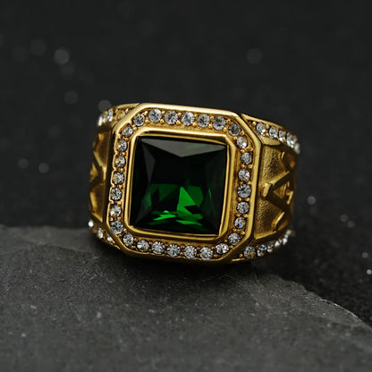 Casual Hip-Hop Retro Square Stainless Steel Plating Inlay Artificial Gemstones Rings