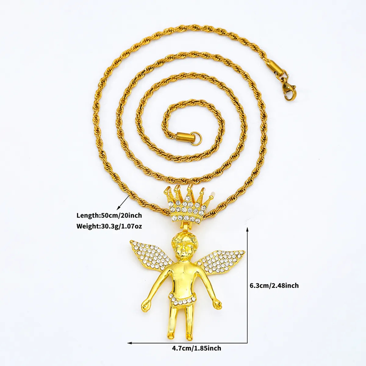 Casual Hip-Hop Rock Angel Heart Shape Wings 201 Stainless Steel Alloy Wholesale Pendant Necklace