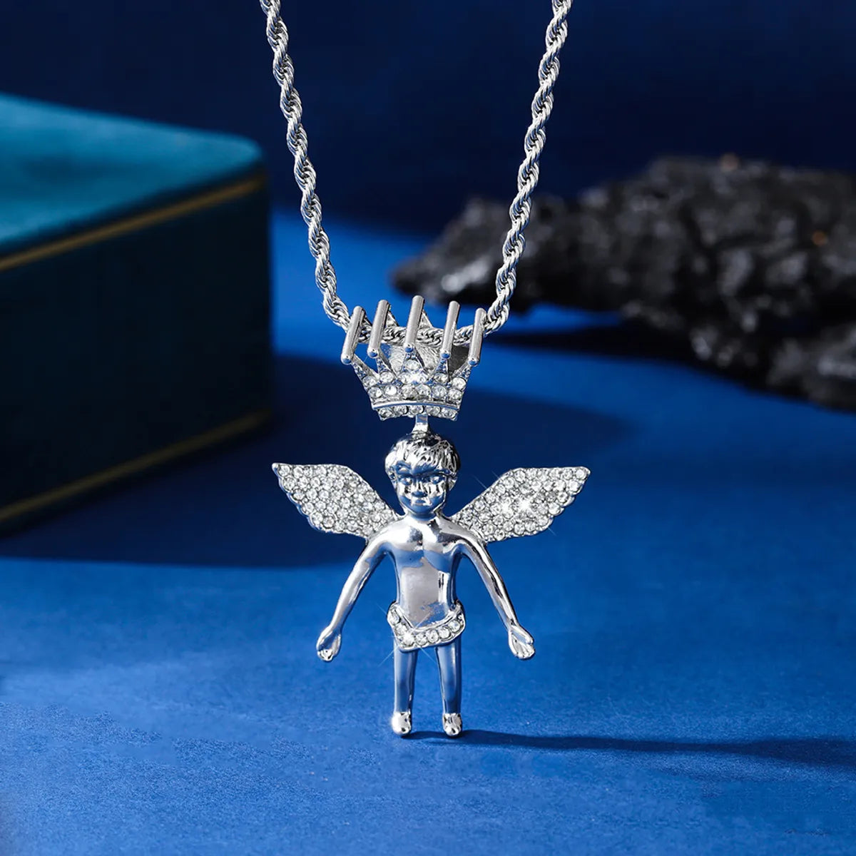 Casual Hip-Hop Rock Angel Heart Shape Wings 201 Stainless Steel Alloy Wholesale Pendant Necklace